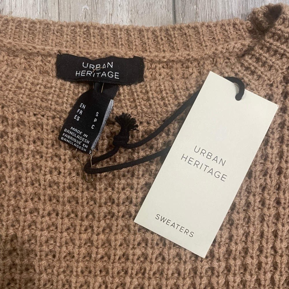 Size: small, tan cropped sweater. Tags still attached.